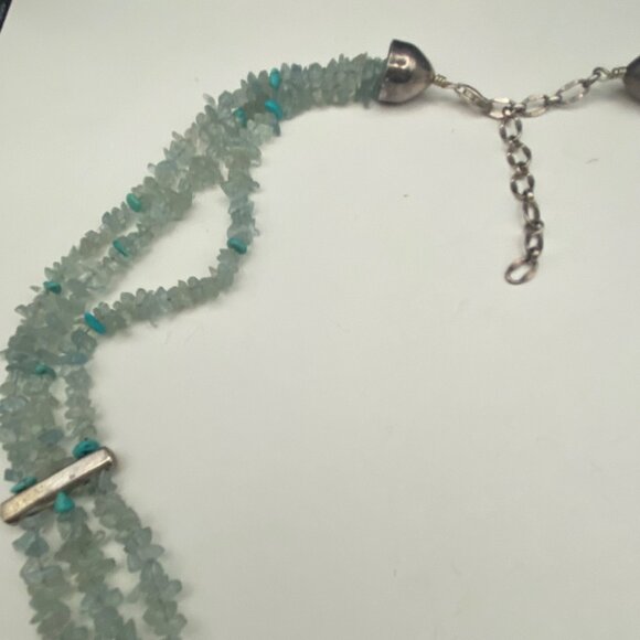 Jay King DRT Aquamarine Turquoise Chip 925 Silver Necklace Vintage 21+3 - Picture 8 of 10